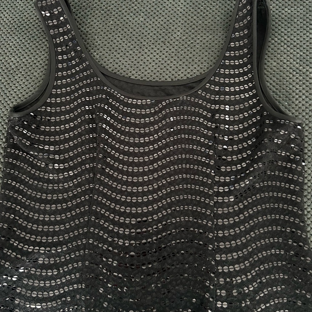 Black and silver sequined tank